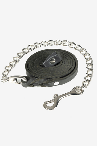 Leather Lead Rope with Chain Soft Leather 230cm