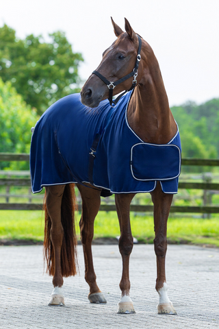 Fleece-Decke mit Dekor Navy/Silber