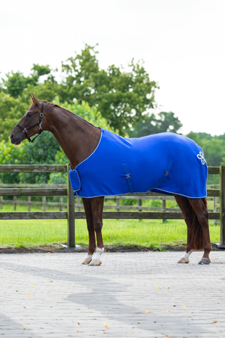 Fleece-Decke mit Dekor Cobaltblue/Silber