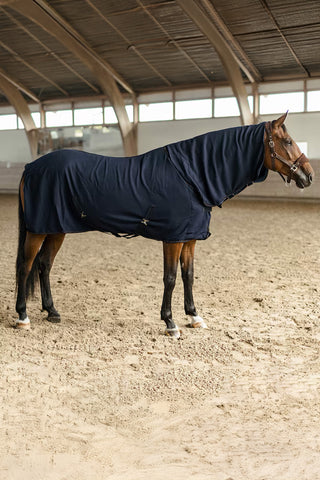 Fleecedeken met hals Marineblauw