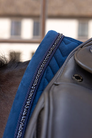 Dressage Saddle Pad Velvet Mini Pearls Navy