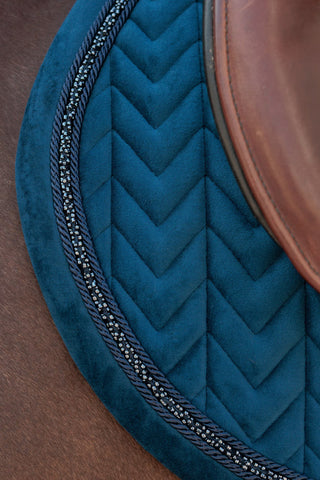 Springzadeldek Velvet Mini Pearls Navy