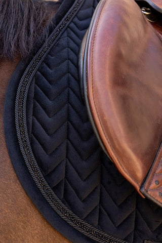 Springzadeldek Velvet Mini Pearls zwart