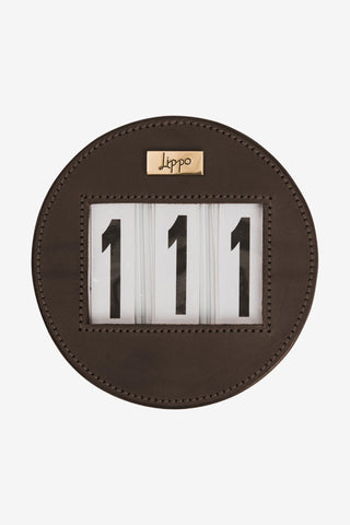 Number Tag 3 Leather Round Brown/Gold