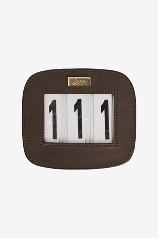 Number Plate 3 Rectangular Leather Brown/Gold