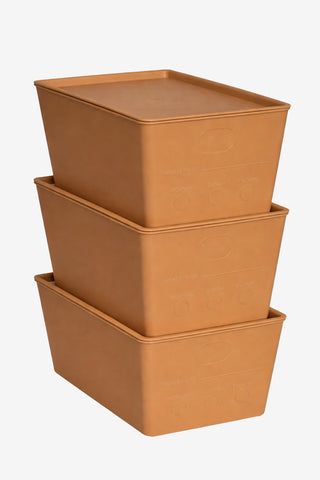 Stallset Futterboxen mit Deckel 3er-Pack Beige 7L