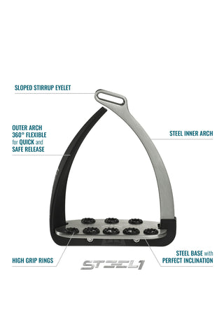 Steel1 Sicherheitssteigbügel Weiß Schwarz/Schwarz